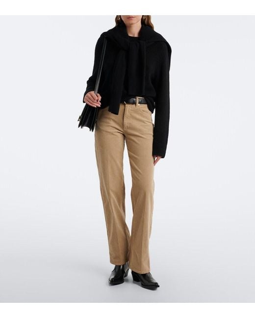 7 For All Mankind Natural Stovepipe Cotton-Blend Corduroy Straight Pants