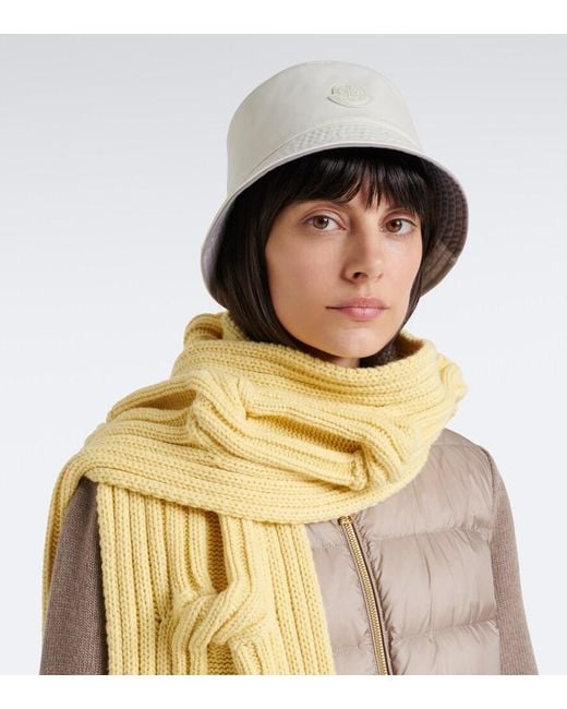 Moncler White Logo Bucket Hat