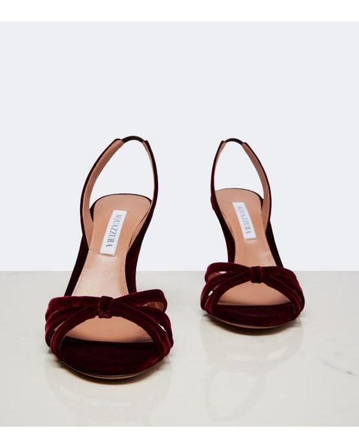 Aquazzura Red Tati Velvet Slingback Sandals