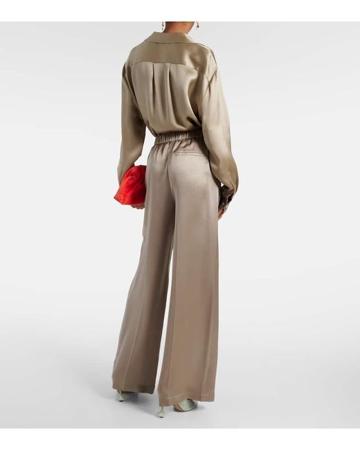 Loewe Natural Mid-rise Silk Satin Wide-leg Pants