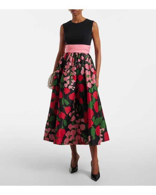 Carolina Herrera Red Silk Midi Dress