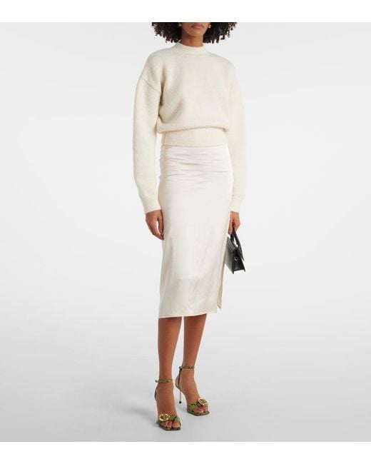 Jacquemus White Relaxed Fit Alpaca Blend Sweater With Tonal Logo