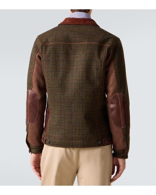 Veste En Laine Et Cuir A Carreaux Junya Watanabe pour homme en coloris Green