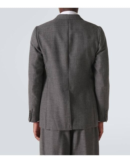 Dries Van Noten Gray Double-Breasted Wool Blazer for men