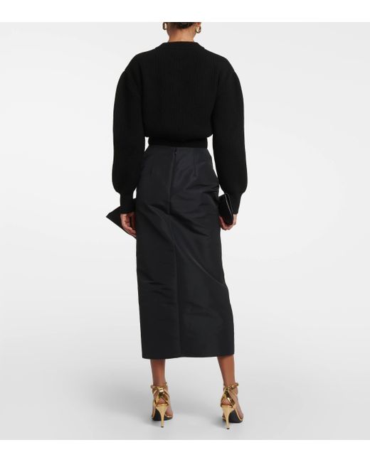 Alexander McQueen Black Bow-detail Midi Skirt