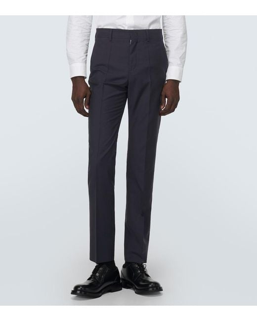 Valentino Blue Wool And Mohair Straight Pants for men