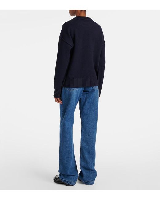 AMI Blue Ami De Cour Wool Sweater