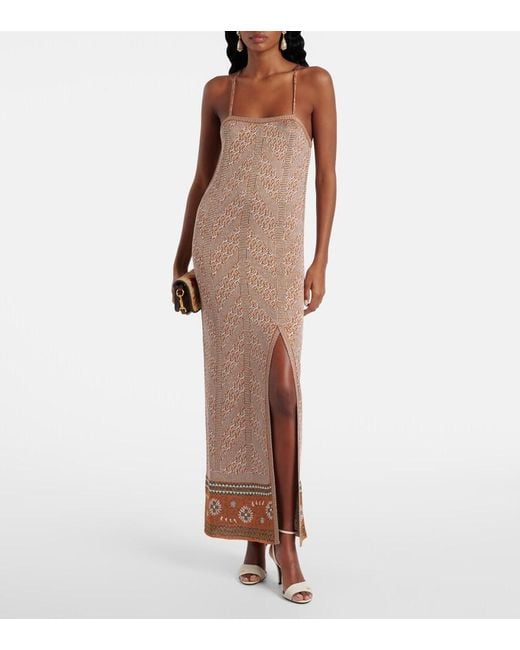 Valentino Natural Jacquard Lame Maxi Dress