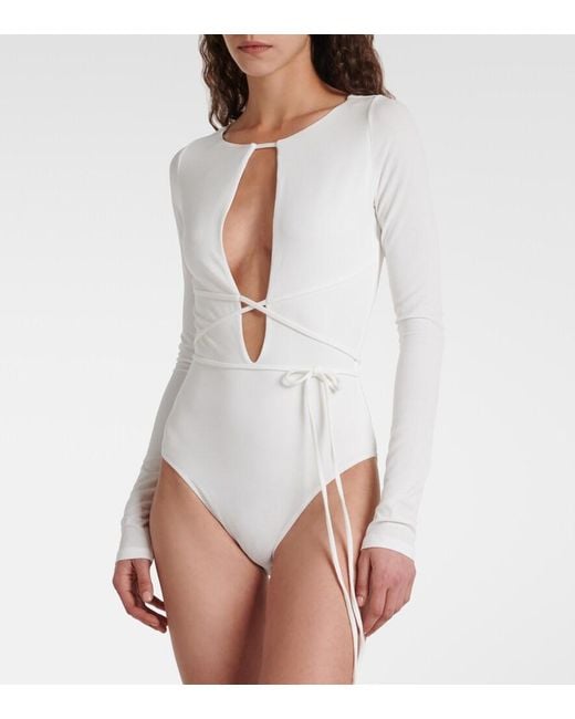 TOVE White Jennifer Cutout Crepe Jersey Bodysuit