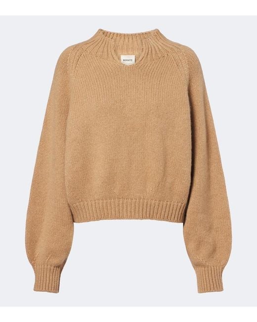 Khaite Natural Cropped Cashmere Sweater