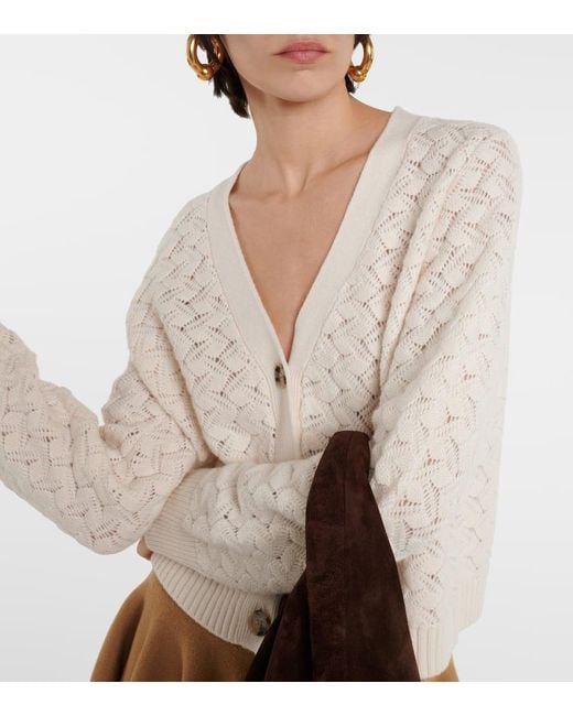 Cardigan cropped in lana e cashmere di Jardin Des Orangers in Natural