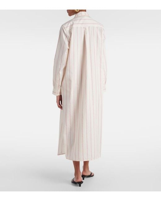 Totême Natural Striped Cotton And Silk Shirt Dress