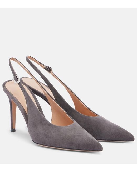 Escarpins Slingback Robbie 85 En Daim Gianvito Rossi en coloris Gray