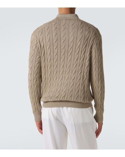 Ralph Lauren Natural Cable-Knit Cotton And Silk Polo Sweater for men