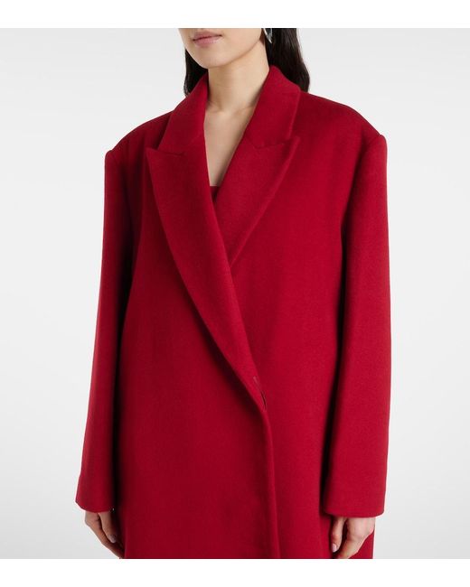 Staud Red Serge Wool-Blend Overcoat
