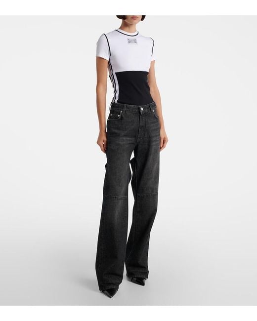 Jean Paul Gaultier Black Cutout Mid-Rise Wide-Leg Jeans
