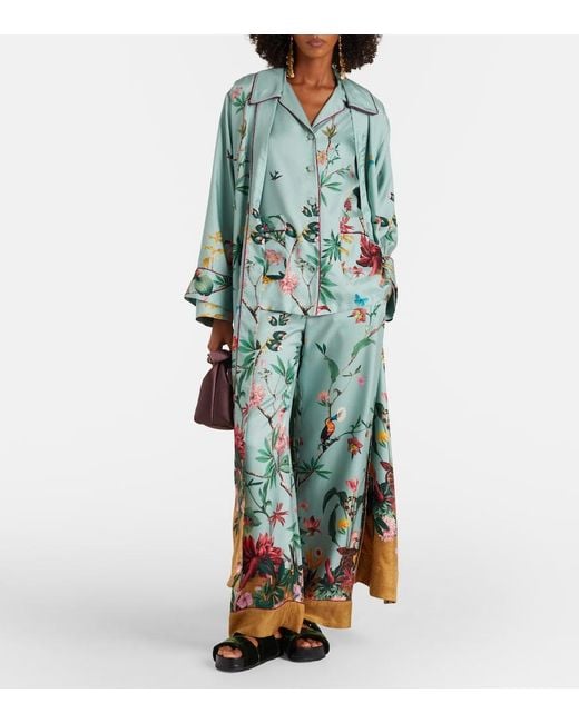 LaDoubleJ Blue Printed Silk Shirt