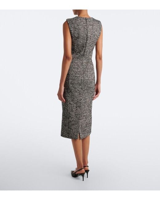 Dolce & Gabbana Gray Wool And Silk-Blend Tweed Midi Dress
