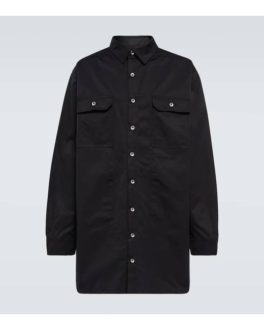 Rick Owens Black Cotton-Blend Poplin Overshirt for men