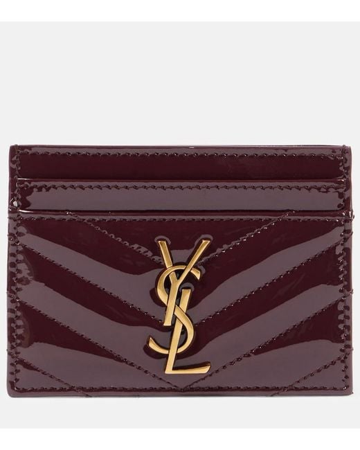 Saint Laurent Purple Cassandre Patent Leather Card Holder