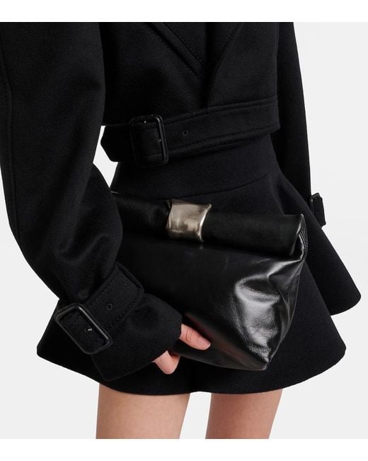 Staud Black Cuff Leather Clutch
