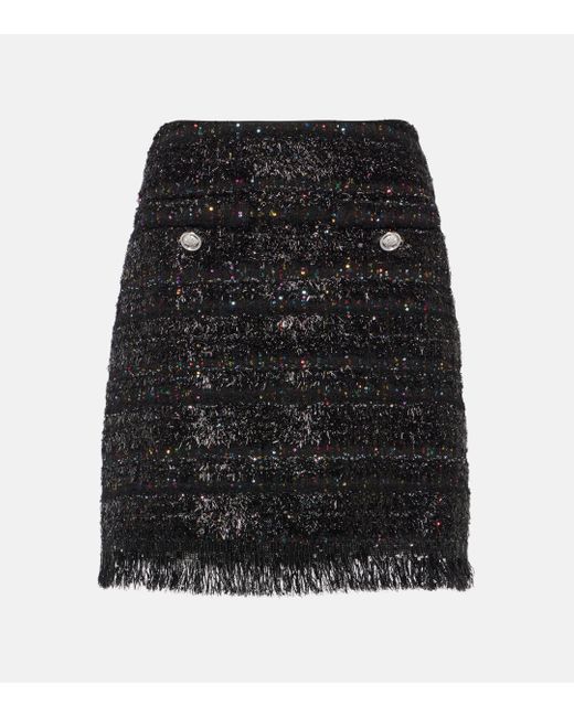 Giambattista Valli Black Sequined Tweed Miniskirt