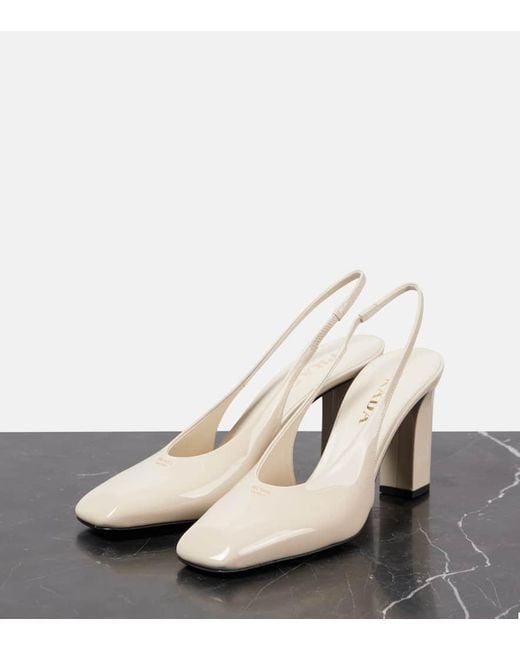 24AW new/PRADA 85スリングバックパンプス Pumps White Prada 85mm Leather Slingback Pumps | Neutrals | FARFETCH