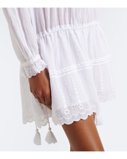 Isabel Marant White Lenora Embroidered Cotton Voile Minidress