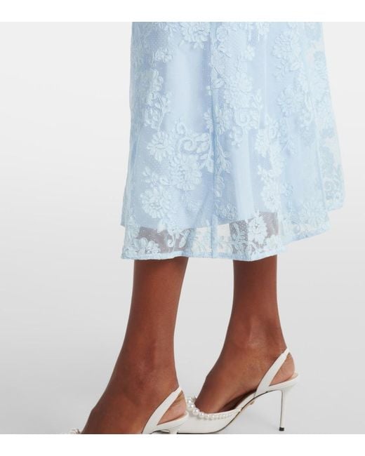 Self-Portrait Blue Lace Midi Dress
