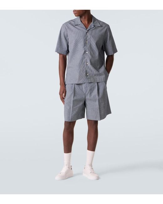 Givenchy Blue Checked Cotton Bermuda Shorts for men