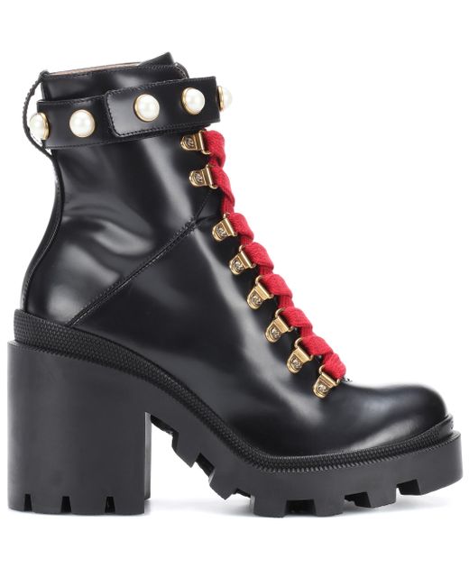 gucci leather bootie with studs