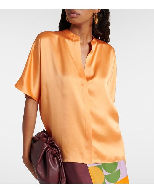 Vince Orange Silk Satin Blouse