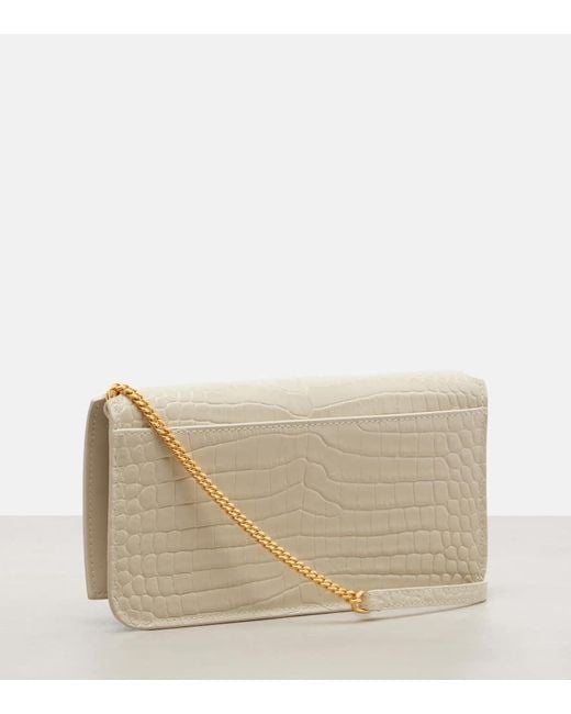 Saint Laurent White Smartphone-Etui Cassandre Mini Aus Leder