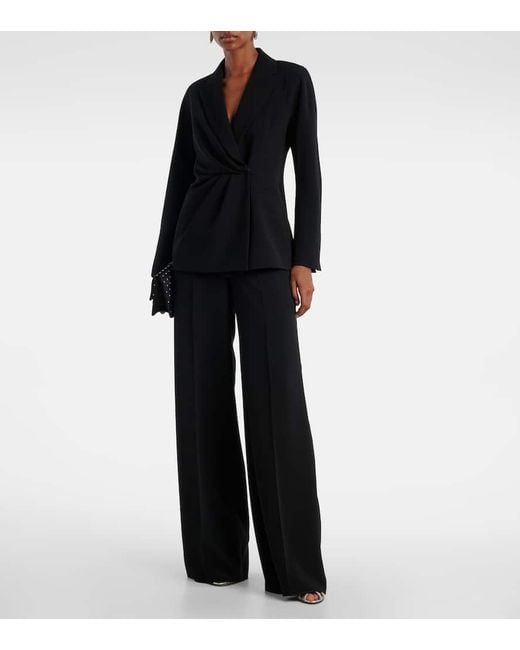 Max Mara Blue Weite High-Rise-Hose Aus Cady