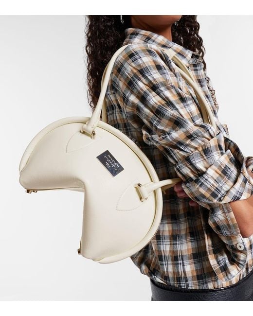 Acne White Bowlina Small Leather Shoulder Bag