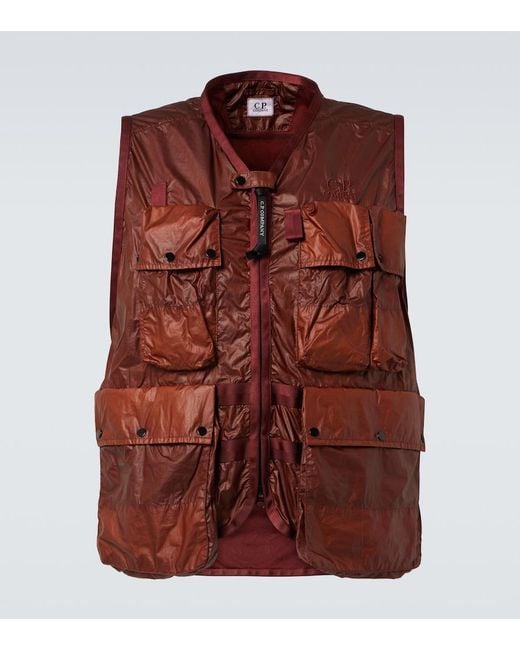 C P Company Brown Cs Ii Logo Technical Vest for men