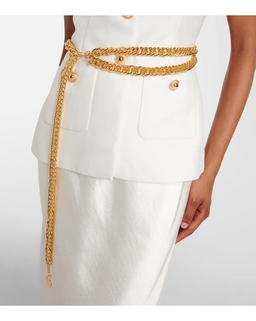 Self-Portrait White Verziertes Maxikleid Aus Taft