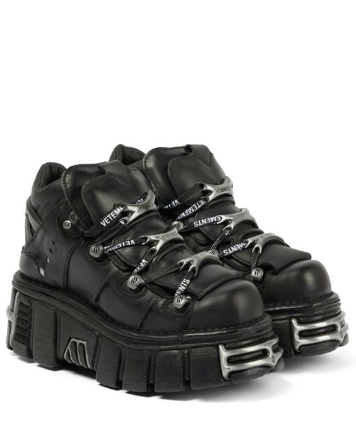 Vetements Black X New Rock Plateau-Sneakers aus Leder
