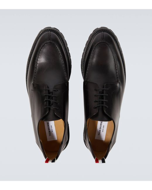 Thom Browne Black Apron Stitch Leather Derby Shoes for men