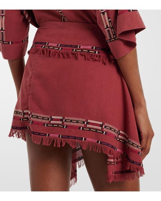 Isabel Marant Feriel Embroidered Silk Wrap Skirt