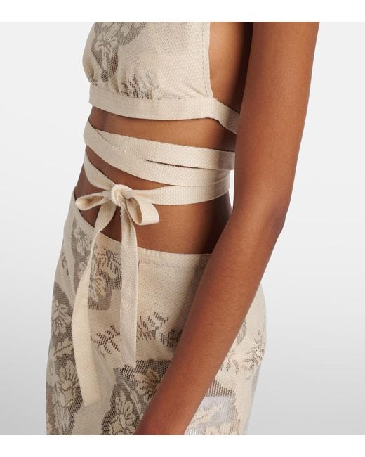 Valentino White Open-Back Cotton-Blend Crop Top