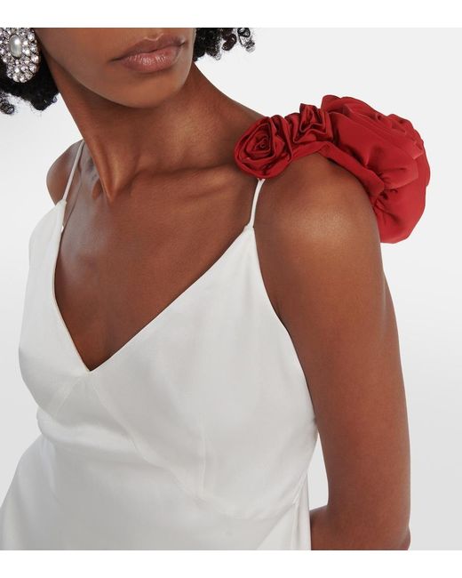Magda Butrym White Rosette Embellished Slip Gown