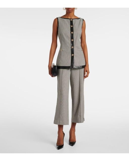 Jonathan Simkhai Gray Cressida Checked Faux Leather-Trimmed Vest