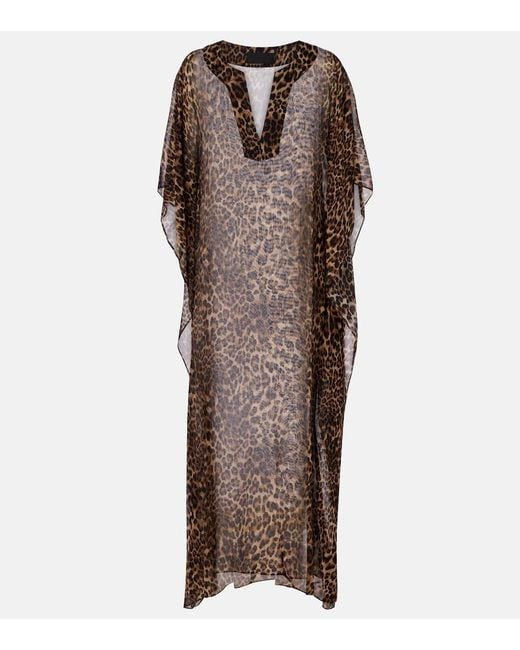 Nili Lotan Brown Erica Leopard-Print Semi-Sheer Silk Kaftan