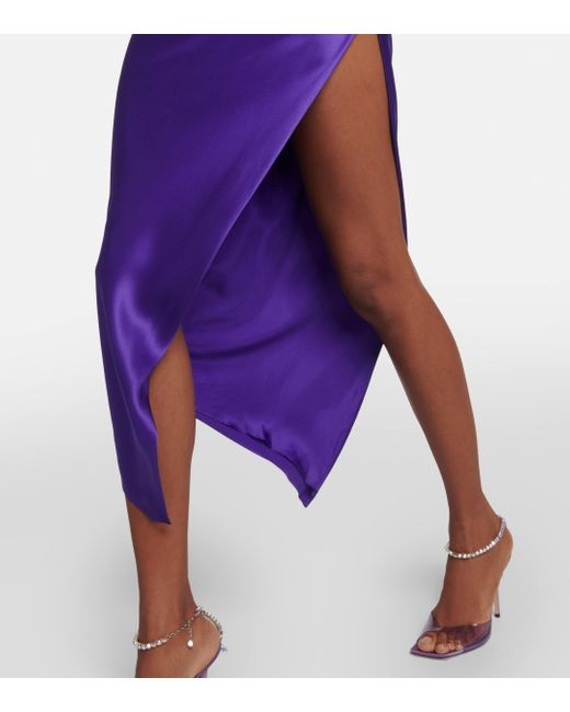 The Sei Purple One-shoulder Cutout Silk Midi Dress