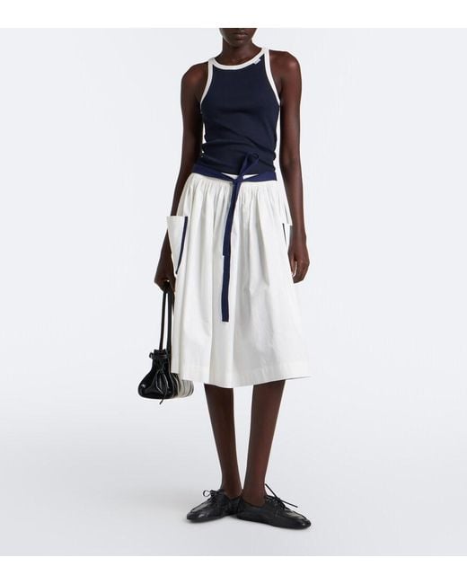 Prada Blue Ribbed-Knit Cotton Tank Top