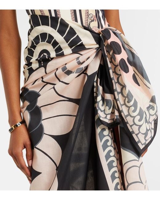 LaDoubleJ White Printed Cotton Beach Cover-Up