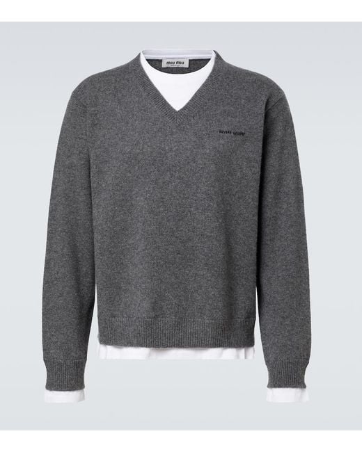 Jersey De Cachemir A Capas Miu Miu de hombre de color Gray