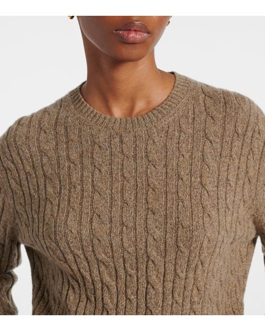 Loro Piana Brown Cable-Knit Cashmere Sweater