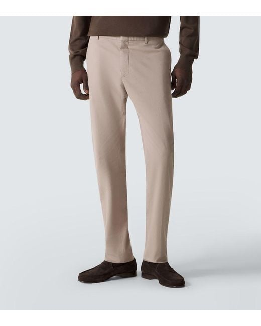 Zegna Natural Cotton-Blend Straight Pants for men